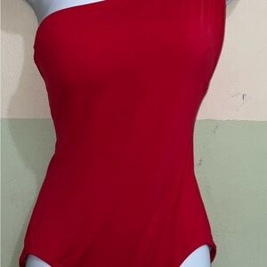MICHAEL Michael Kors Red One-Shoulder One Piece Swimsuit